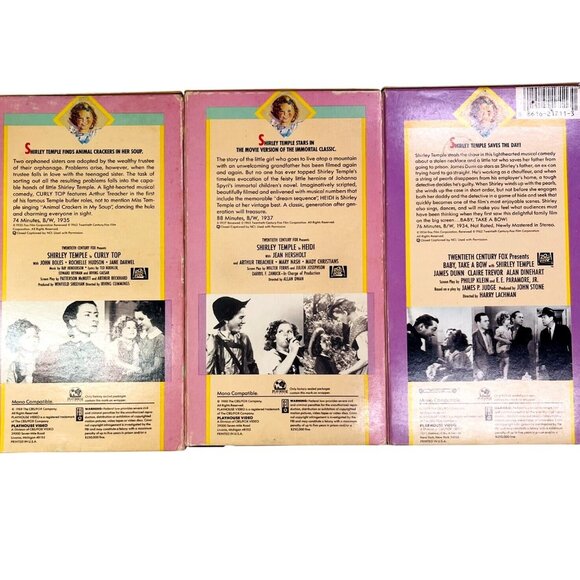 Shirley Temple Collection VHS Box Set: Curly Top Baby Take A Bow & Heidi - Picture 5 of 8